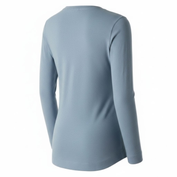 Lauren Ralph Lauren Light Blue Lace-Up Henley Top Small Long Sleeve Cotton - Picture 4 of 8